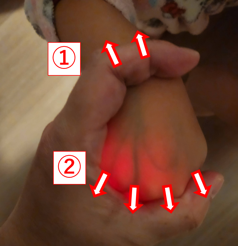 手背の皮膚のテンションのかけ方