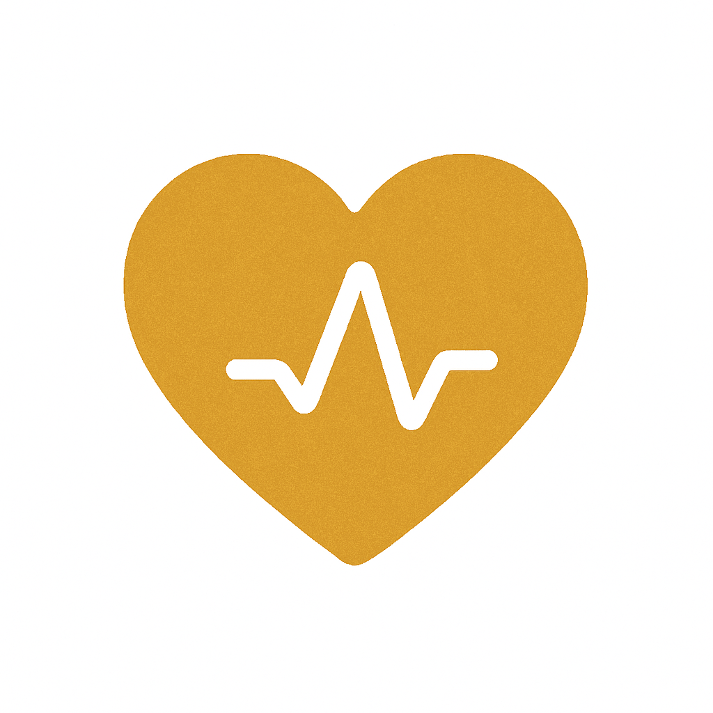 心電図が描いてあるハートのイラスト．バイタルサインのアイコン