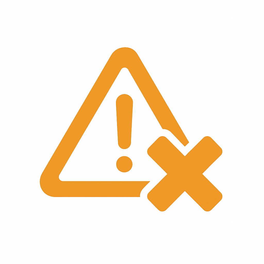 注意書きと×のマーク．エラーのアイコン